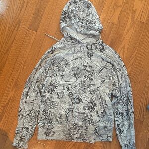 Black and White Floral Hoodie Sweater